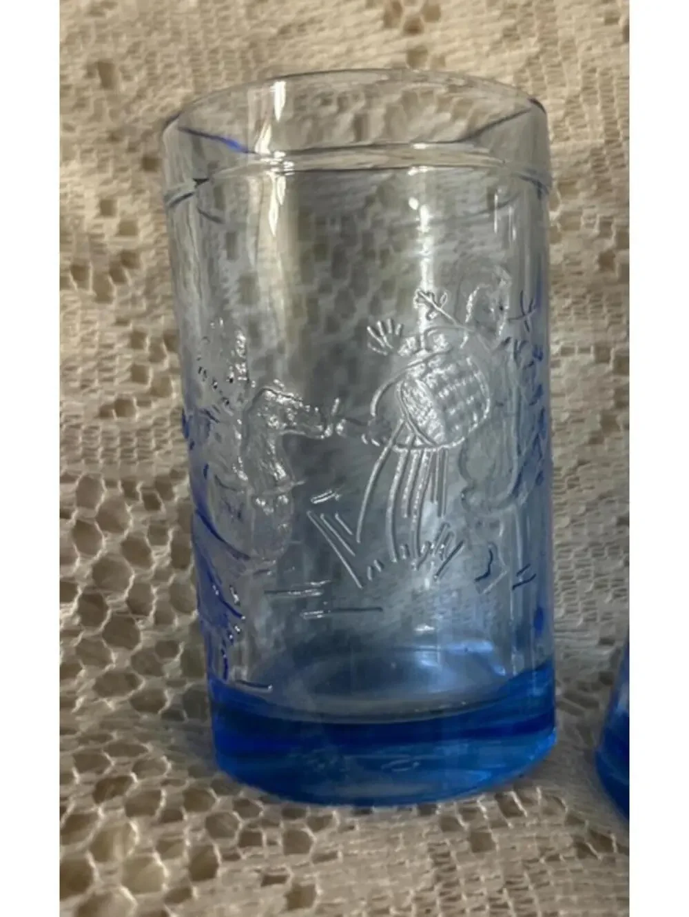 Tiara Vintage Blue Glass Pitcher and Glasses Set
